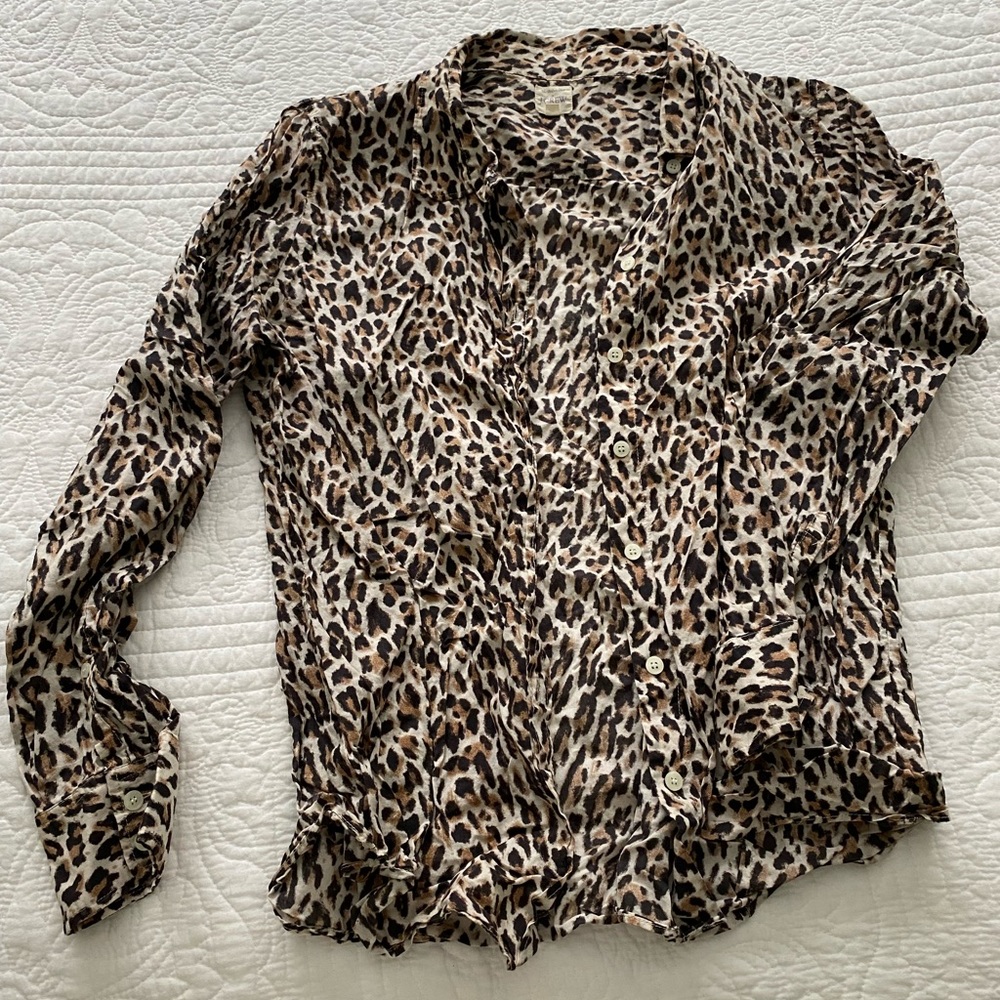 J. Crew Perfect Shirt in Leopard Print